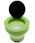 Portable Mini Washing Machine 6 Liter Foldable Compact Cleaner Lightweight Design for Travel and Small Spaces Green with open lid view.