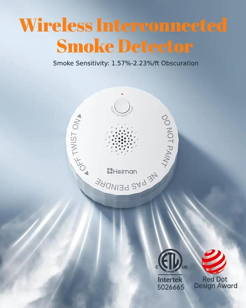 Sleek Wireless Smoke Detectors Three Pack with a smooth white dome design for reliable photoelectric fire warning.