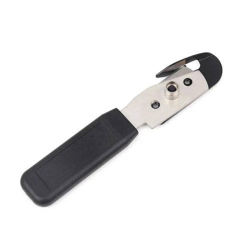 Slick Vinyl Wrap Cutting Knife With Hidden Stainless Blade And PTFE Coated Handle For Smooth Car Tinting And Backing Paper Trimming Includes Hella Tough Replacement Parts, close-up view of black handle and stainless blade.