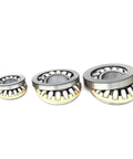 Workhorse Grade Single Row Thrust Roller Bearing Built Tough With Hardened Alloy Steel For Rock Solid Axial Load Grip And No Sweat Job Site Operation - three sizes displayed.