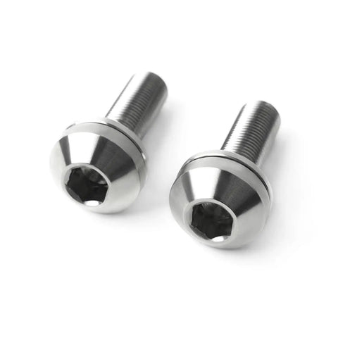 Premium Titanium Bicycle Hub Bolts 3/8 Inch 14mm Thread 1.0mm Pitch Front And Rear Fasteners showing two screws.