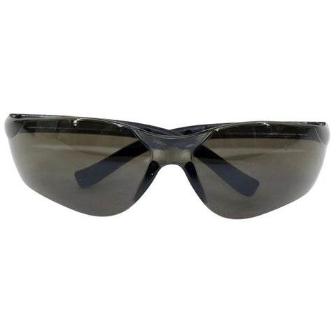 Boss Level Wraparound Safety Glasses Using Smoke Polycarbonate Lenses For Superior Defense Against Harsh Impact And Full Uv Shielding Ansi Approved Tough Work Gear For The Daily Grind Job Site Staple 12 Pack, front view.