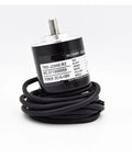 Rotary Encoder TRD-J1000-RZ Absolute Positioning Encoder, Color J200, compact with cable, front view for industrial automation.