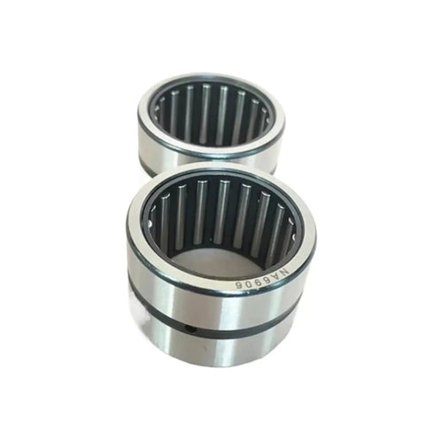Heavy Duty Needle Roller Bearing Without Inner Ring Runs Smooth As Butter With Pre Lubricated Finish For Hydraulic Cylinders and Industrial Gear - 2 units, viewed from the front.