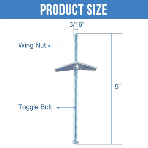 Three Sixteenth Inch By Five Inch Toggle Bolts Twelve Pieces For Drywall Heavy Duty Butterfly Anchors For Hollow Walls