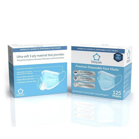 125-Pack Disposable Face Masks 3-Ply Breathable Protection With Adjustable Nose Clip And Soft Earloops Comes In Convenient Dispenser Box Blue