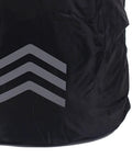 Oxford Cloth Backpack Rain Cover With Reflective Trim showing reflective detail on black fabric