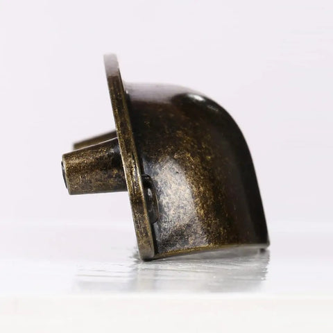 Top Shelf 6 Pack Vintage Farmhouse Cup Pulls Antique Bronze cabinet hardware side view, zinc alloy shell design, smooth finish.