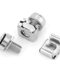 Pro-Grade Cage Nut And Screw Kit With Durable Plated Iron Construction Fits Standard 19 Inch Server Racks And Network Cabinets M6 X 16 fasteners, includes nuts and screws.