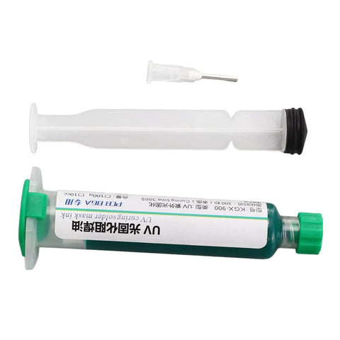 2 Pack Solder Mask Ink PCB Curing Kit For Computer And Mobile Repair Pro Grade Solder Mask Ink with nozzle and push rod