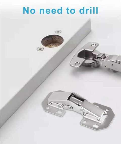 Heavy Duty Eight Pack Hidden Hinges For Frameless Cabinets Self Closing Concealed Door Hardware With Solid Metal Springs and 90 Degree Flush Mount, showing hinge mechanism and mount installation.