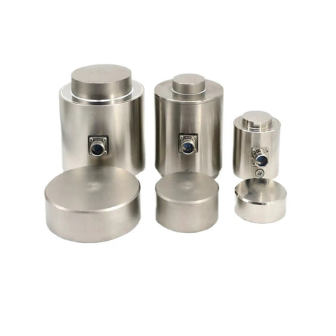 Digital Force Gauge With Heavy Duty Load Cell Sensor Hella Accurate Push Pull Dynamometer For Industrial Test Weight Pressure Measuring Up To 20 Tons six metallic calibration weights in various sizes and shapes.