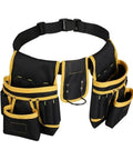 Adjustable Tool Waist Belt With 26 Pockets And Strong Magnets For Holding Hammers Tape Measures Screwdrivers Drills And More On Job Sites Or Home Projects Built From Thick Abrasion Resistant Canvas For Daily Heavy Duty Use, black canvas