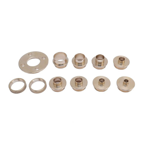 Heavy Duty Solid Brass Router Template Bushing Guide Set With Tough Carry Case 11 Piece Woodworking Accessory Kit with brass bushings and flange