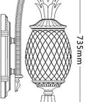 Badass Outdoor Wall Sconce Featuring Waterproof Glass Lantern Design For Courtyards And Spacious Patios with detailed dimensions.