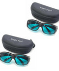 Rock Solid 2 Pair Laser Safety Glasses Block Nasty UV And Red Beam OD4 Filter with case on white background.