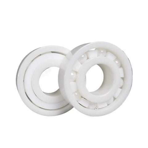 Premium Zirconia Ceramic Bearings For Ridiculously Smooth Rolling And Zero Rust Headaches With Heavy Duty Construction That Totally Slays Steel Components In Every Motor Assembly 60 By 110 By 22 Millimeter Pack Of Five Pieces, showcasing two white ceramic ball bearings.