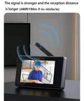 Wireless Video Doorbell Camera With No Subscriptions And Bluetooth Pairing, Real Time Two Way Intercom, 1080P Video, 120 Degree Field Of View, No App Or Wi Fi Needed, Easy Mount With Adhesive Or Screws, Includes 4.3 Inch Monitor on table with external antennas