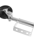 Rock Solid Spring Loaded Gate Wheel Caster Making Fence Gates Roll Smoother Than Butter with a black wheel and metal bracket