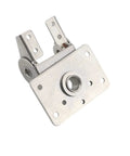 Dual-axis torque hinge, 304 stainless steel, adjustable, front-angle view with mounting plates