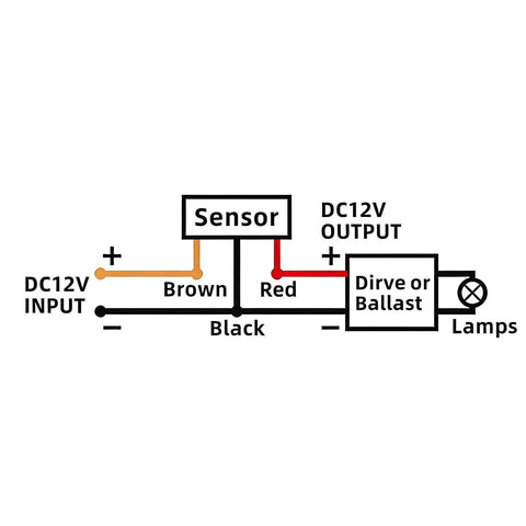 Two Pack IP65 Outdoor Motion Detector Controller For 12VDC Security And Area Lighting With Adjustable Sensitivity And Delay Timer 140x90 Degree Coverage 10m Range Anti Pet Immunity EN 50131-2-2 Compliant wiring diagram