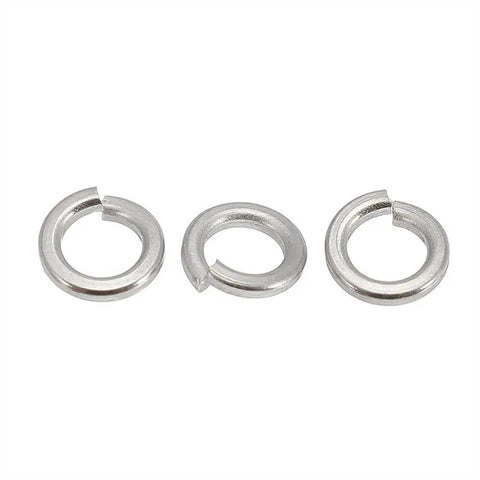 Three split lock washers from M3 304 Stainless Steel O Ring And Lock Washer Kit With 100 Pcs Of Assorted O Rings Split Lock Washers And Spring Washers