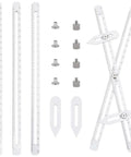 Adjustable Pottery Throwing Gauge Set With White Height Ruler And Extendable Measuring Arms For Clay Modeling showing rulers and hardware.