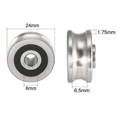 SG20 U Groove Track Guide Bearing Featuring Hella Smooth Pulley Wheel Rollers For Linear Motion Systems Drop In Ready Industrial Slider Rail Hardware Built For Quick Swap Assembly Projects, 24mm size, detailed side view.
