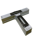 Super Built Tough T Type Spirit Level Featuring A Slick Magnetic Mount And Knockout Precision For Flawless Horizontal Vertical Readings Using Industrial Alloy in silver finish.