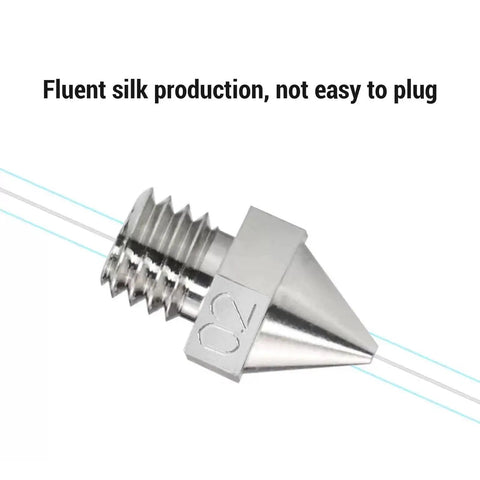 Straight Up Heavy Duty Hardened Alloy 3D Printer Nozzle 0.2mm Nickel Plated Hot End Tip Replacement, detailed view.