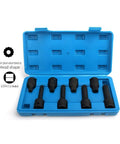 8 Piece 12 Point Socket Wrench Set Built Tough With Solid Cr Mo Steel, 1/2 Inch Drive Auto Repair Kit in blue case, various socket sizes visible.