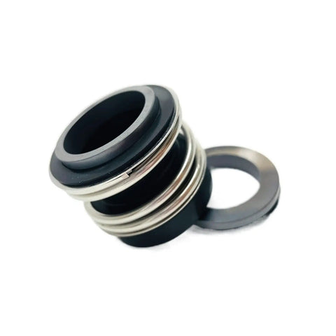 Rock Solid MG12 Mechanical Seal With Elastomer Bellows And G6 Stationary Seat For 14mm Shafts close-up view of silicone carbide rotary faces.