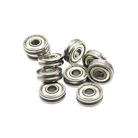 10 Pack Tough As Nails V Groove Pulley Wheels With ABEC 7 Precision Ball Bearings 5X16X5 mm Build Made From Quality Bearing Steel displayed.