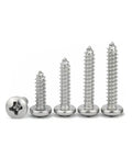 Tough As Nails 100 Pack Pan Head Phillips Self Tapping Screws For Sheet Metal And Wood Using 304 Stainless Steel Anti Rust Coating Heavy Duty Fasteners That Get The Job Done 4 X 3 8 in various sizes.