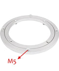 Rock Solid Heavy Duty Aluminum Lazy Susan Table Bearing with smooth swiveling plate, showing mounting holes for easy installation.