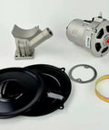 Bolt On Alternator Conversion Kit 55 Amp For Type 1 VW Beetle And Dune Buggy 12 Volt Generator Upgrade Raw Finish components layout.