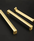 Two Pack Gold Cabinet Handles 5 Inch Center To Center Solid Zinc Alloy Brushed Gold Kitchen Drawer Pulls on black background