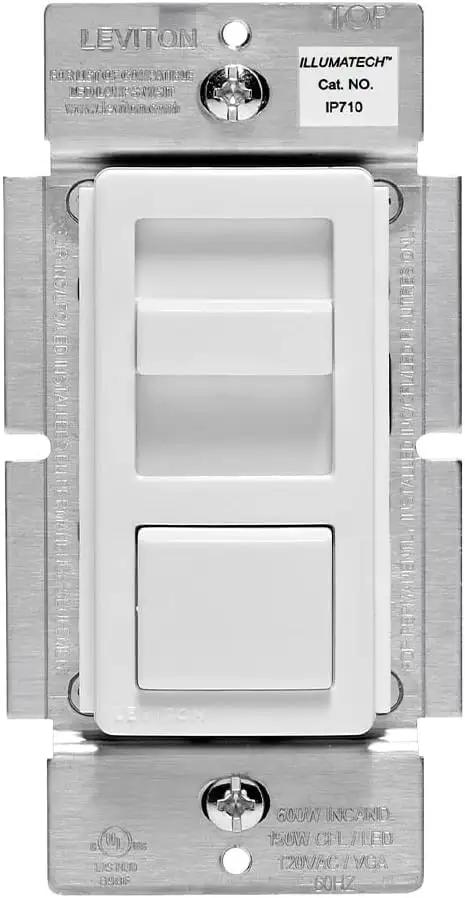 Straight Swap 0 10V LED Dimmer Switch Compatible With Mark 7 Ballasts And Hotels Featuring Ivory And Light Almond Faceplates Dead Easy Install Dual Voltage 120V 277V Wall Plate front view showing sleek design and wiring terminals.