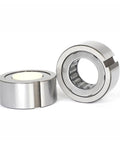 Shop Tested Workhorse B205 Cam Clutch Needle Roller One Way Bearing With Keyway shown from two angles, solid bearing steel.