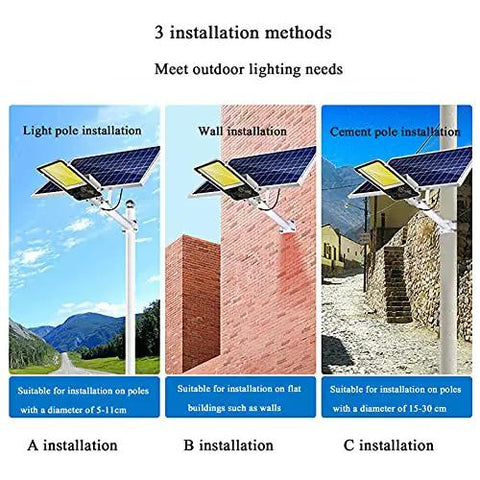 Hella Bright Solar Led Flood Light With Remote And Dusk To Dawn Sensor Top Shelf Outdoor Security Spotlight installation methods guide on light poles, walls, cement poles.