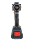 Rock Solid Brushless Cordless Drill With 1500 Rpm And 25 Torque Settings showing front view with battery and grip design.