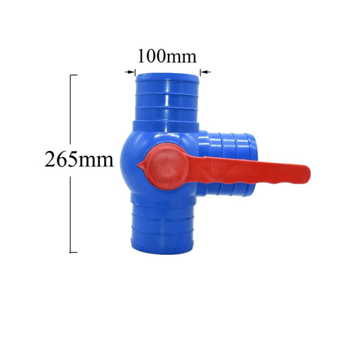 Heavy Duty Water Hose Connector Tee Splitter With Ball Valve For Irrigation 100mm Quick Connect Straight Fittings Red Finish