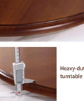 Heavy Duty Wooden Lazy Susan Turntable 33 Inch Round Serving Tray showing smooth brown wood finish and measurement detail.