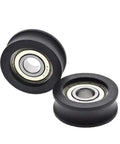 10 Pack Badass U Groove Plastic Coated Bearing 6201 12mm Bore 44mm OD 16mm Thickness POM Nylon White Pulley Wheel With Sweet Rolling Action For Industrial Rig Track Guide Replacement - black nylon pulley wheels with bearings.