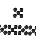25 Pack Salon Chair Caster Cups Wheel Protectors Hella Tough Silicone Floor Savers showing rugged black silicone caps for chairs.