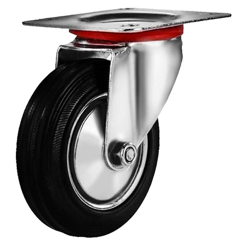 Close-up of a 24 Pack Three Inch Swivel Caster Wheels with Rubber Base and Top Plate Double Ball Bearing Heavy Duty Ideal for Carts