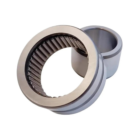 One Piece Built Heavy Duty Full Needle Roller Bearing With Inner Ring Pre Greased For Slick Rotation and Rock Solid Durability On Hydraulic Rams and Precision Forging Equipment Parts, close-up view.