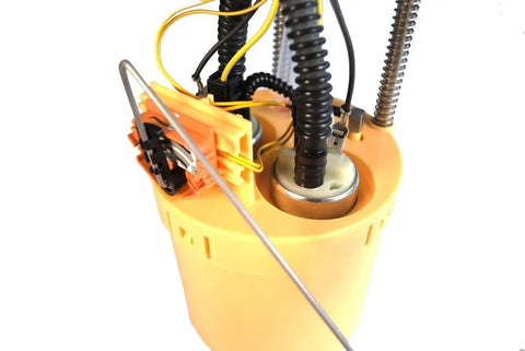 Premium Diesel Lift Pump Assembly For 2010 Dodge Ram Heavy Duty Trucks with yellow housing and wires for fuel system installation.