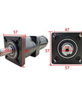 Front and side view of Beefy 24V 105W Brushless Servo Motor With Gearbox Reducer Kit, 3000 RPM, 4 To 1 Reduction, Driver Included.
