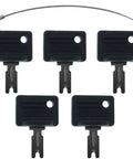Forklift Ignition Keys Replacement Kit Compatible With Hyster S30XL Crown Clark Yale Komatsu Daewoo Forklifts And Skid Steers Easy Install Durable Build 107151-002 166 1430 6T-2663 KM31166P A214062, 5 black keys with cable